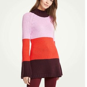 Ann Taylor Striped Mock Neck Tunic Sweater-486427